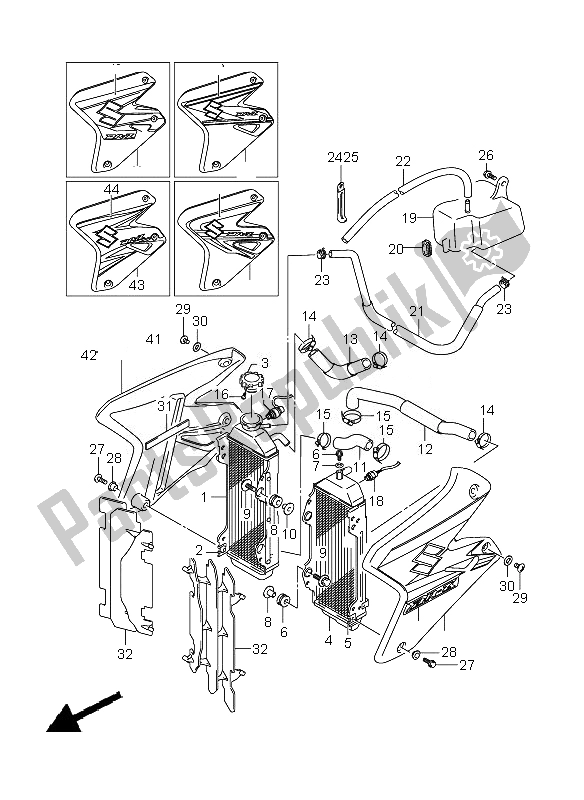 Alle onderdelen voor de Radiator van de Suzuki DR Z 400S 2007