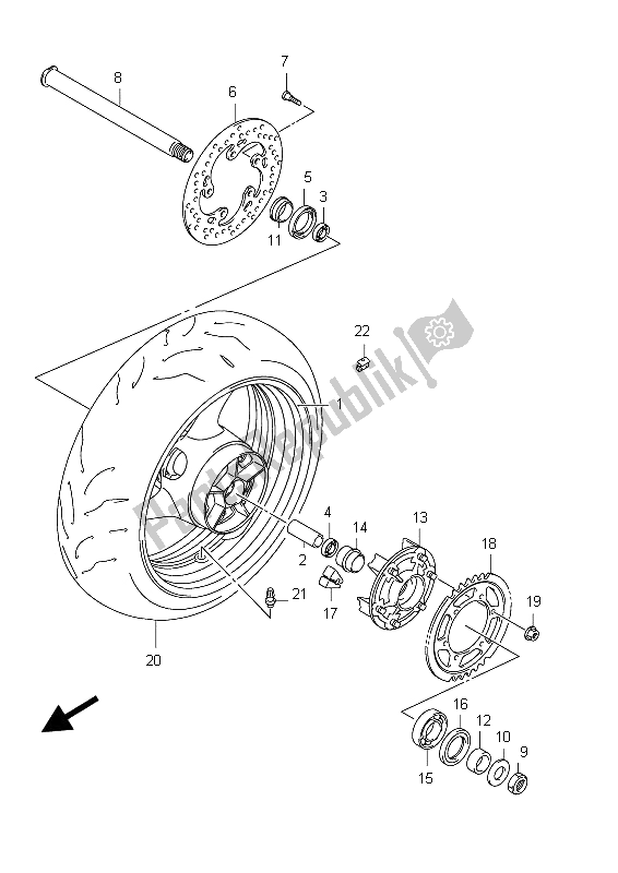 All parts for the Rear Wheel of the Suzuki GSX R 750 2012