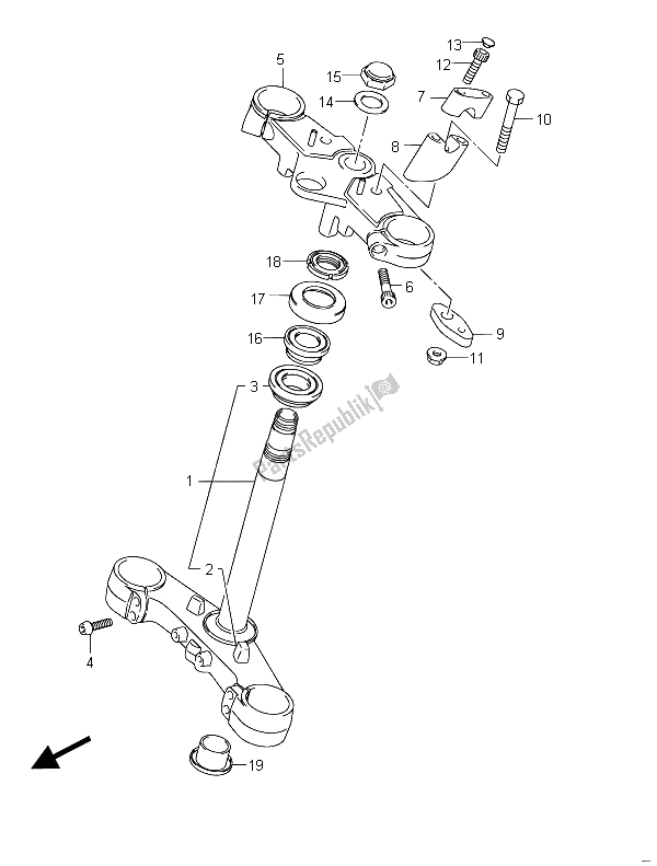 All parts for the Steering Stem of the Suzuki GSF 650 Sasa Bandit 2011