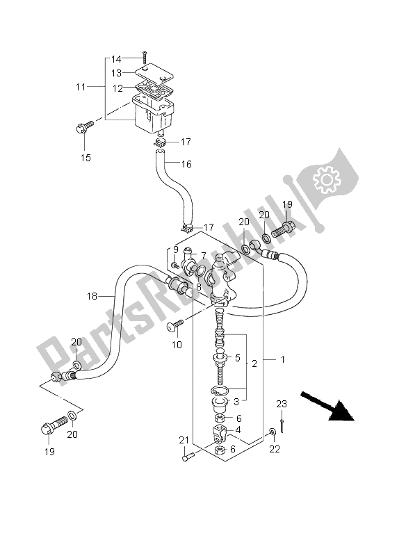 All parts for the Rear Master Cylinder of the Suzuki GSF 600 NS Bandit 2001