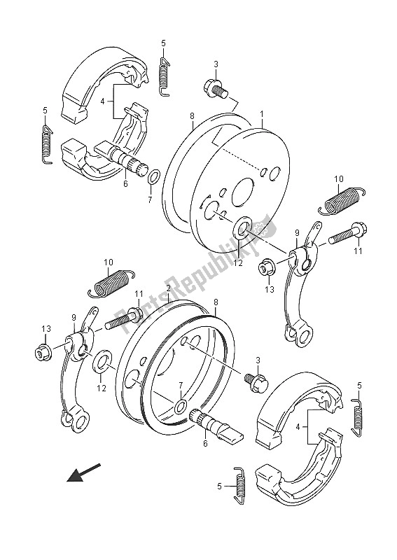 All parts for the Front Wheel Brake of the Suzuki LT Z 50 Quadsport 2016