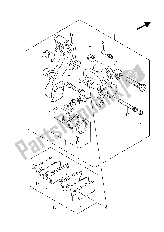 Wszystkie części do Zacisk Tylny Suzuki GSX R 600 2014
