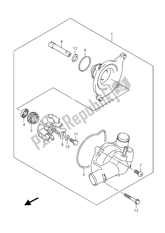 All parts for the Water Pump of the Suzuki VZR 1800 M Intruder 2014