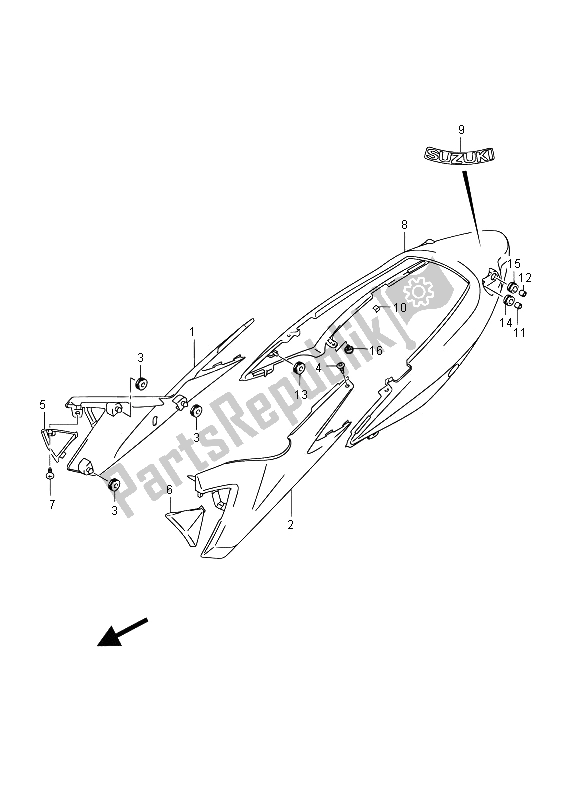 Toutes les pièces pour le Couvercle Du Cadre (gsf650sa) du Suzuki GSF 650 Sasa Bandit 2012