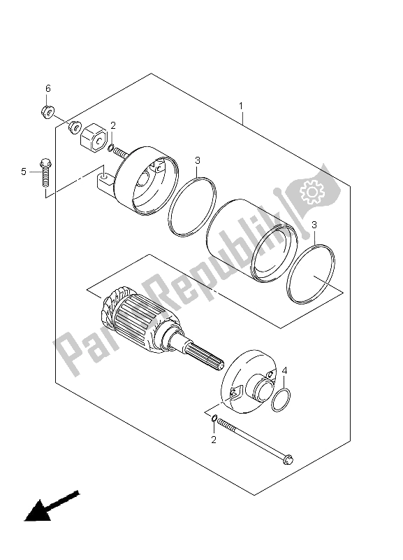 All parts for the Starting Motor of the Suzuki LT A 750 XPZ Kingquad AXI 4X4 2011