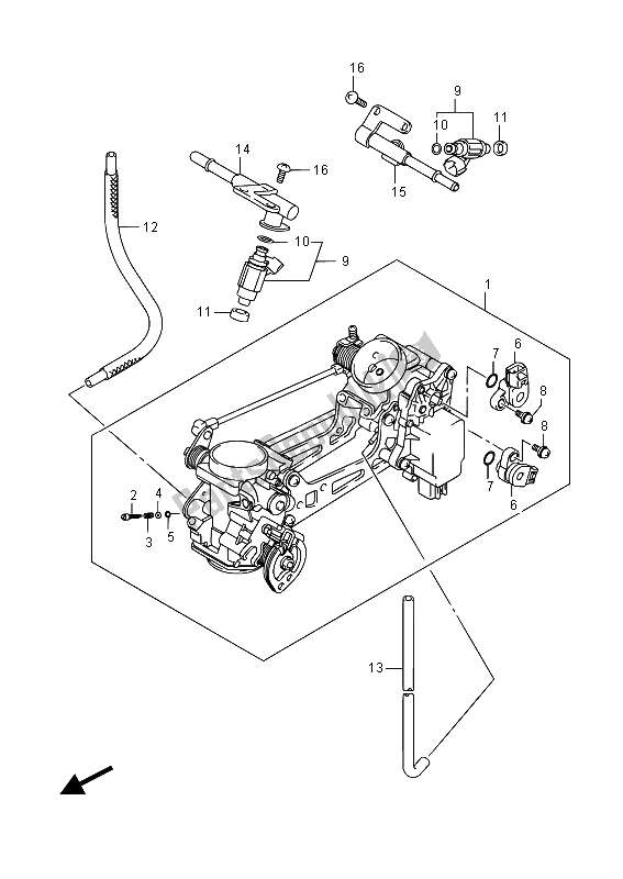 Tutte le parti per il Corpo Farfallato del Suzuki SFV 650A Gladius 2015