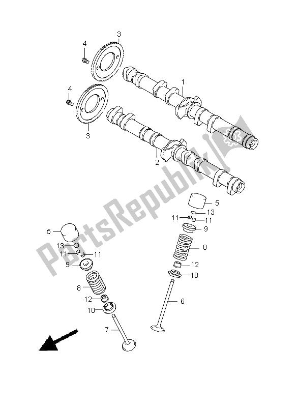 All parts for the Cam Shaft & Valve of the Suzuki GSX 650F 2008