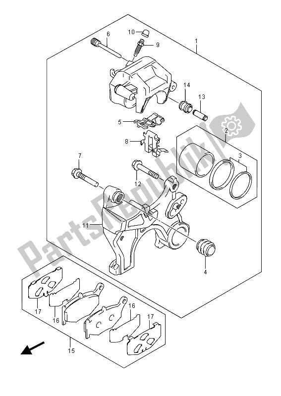 Tutte le parti per il Pinza Posteriore del Suzuki DL 1000A V Strom 2015