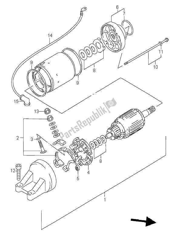 All parts for the Starting Motor of the Suzuki RF 600R 1997