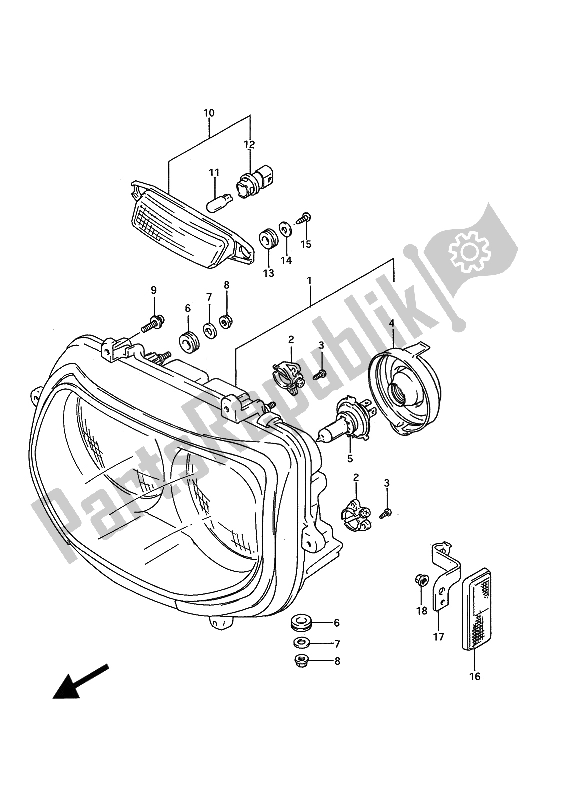 Todas as partes de Lanterna De Cabeça do Suzuki GSX R 750W 1992