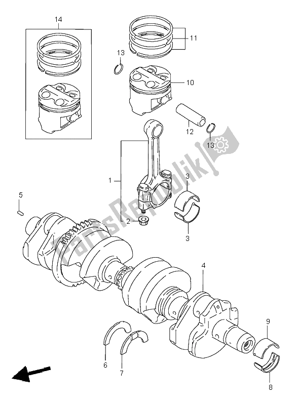 All parts for the Crankshaft of the Suzuki GSF 600S Bandit 1996