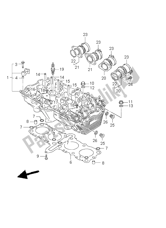 All parts for the Cylinder Head of the Suzuki GSF 600 NSZ Bandit 2004