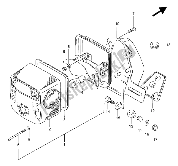 All parts for the Rear Combination Lamp (e1-e2-e4-e24-e34-e53-p95) of the Suzuki GN 250 1985