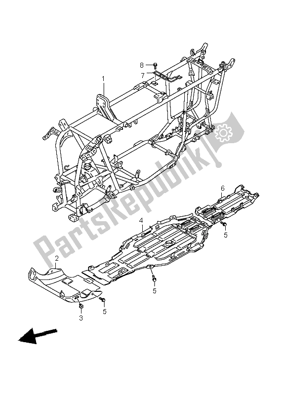 All parts for the Frame of the Suzuki LT A 700X Kingquad 4X4 2006