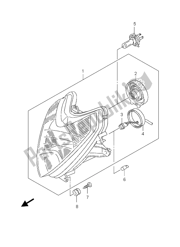 All parts for the Headlamp (gs500f-fu) of the Suzuki GS 500 EF 2004