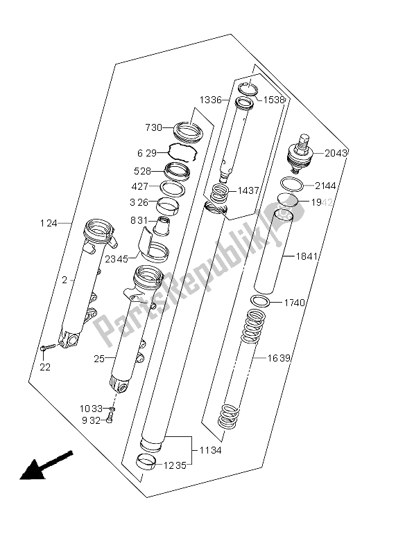 Tutte le parti per il Ammortizzatore Forcella Anteriore (gsx650fu E24) del Suzuki GSX 650 FA 2011