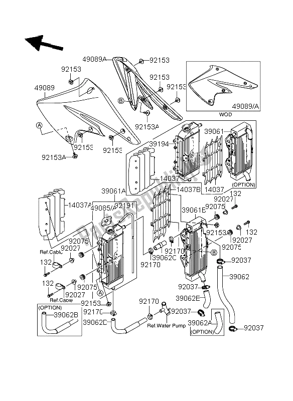 All parts for the Radiator of the Suzuki RM Z 250 2006