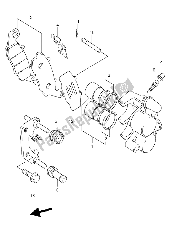 All parts for the Front Caliper of the Suzuki SV 650 NS 2002