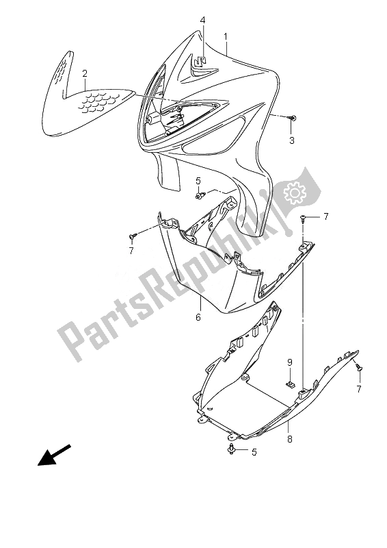 Tutte le parti per il Scudo Anteriore Della Gamba del Suzuki UX 125 Sixteen 2010