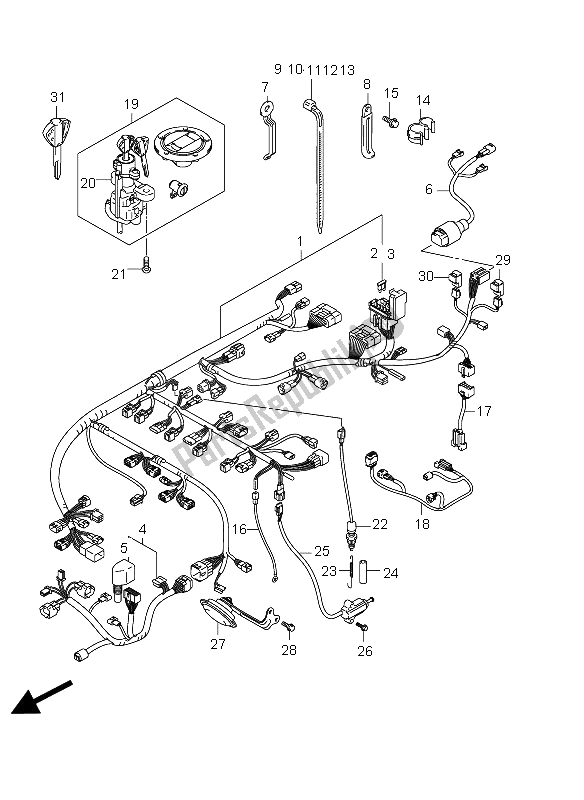 Tutte le parti per il Cablaggio (gsx-r1000 E24) del Suzuki GSX R 1000 2012