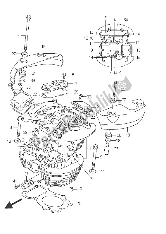 All parts for the Cylinder Head (rear) of the Suzuki C 800 VL Intruder 2011