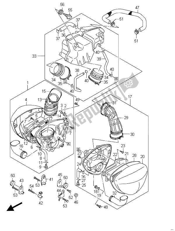 All parts for the Air Cleaner of the Suzuki VZR 1800 NZR M Intruder 2011