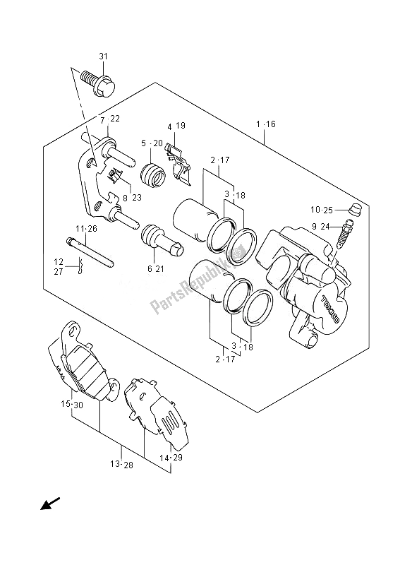 Toutes les pièces pour le étrier Avant du Suzuki DL 650A V Strom 2014