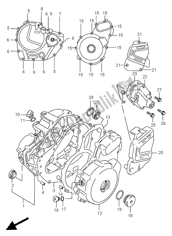 Toutes les pièces pour le Couvercle De Carter du Suzuki DR 650 SE 1998