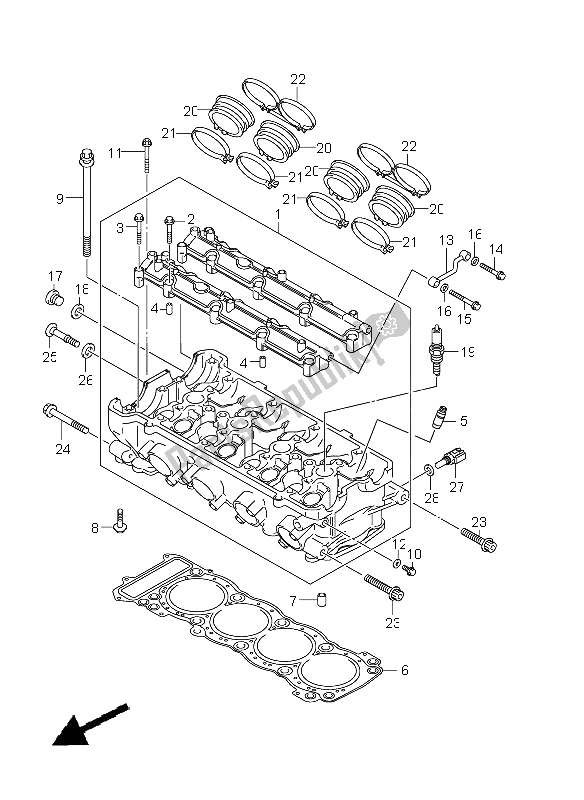 All parts for the Cylinder Head of the Suzuki GSX 1300R Hayabusa 2011