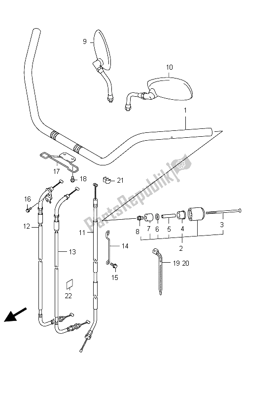 Todas as partes de Guiador (vl800c E19) do Suzuki C 800 VL Intruder 2012