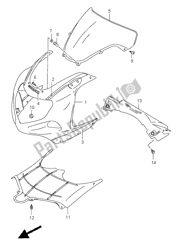 Tutte le parti per il Corpo Di Cowling (yc2) del Suzuki GSX R 600 2002