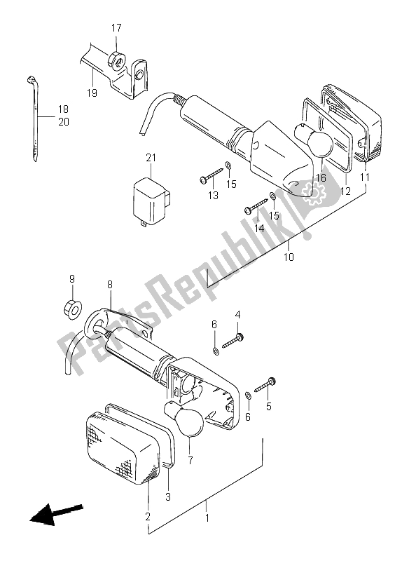 All parts for the Turn Signal Lamp of the Suzuki DR 350 SE 1998