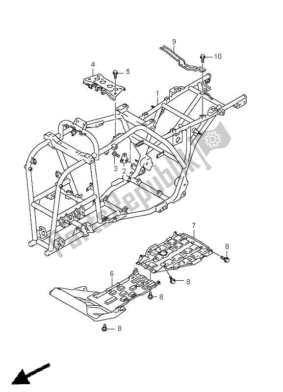 All parts for the Frame of the Suzuki LT A 400 FZ Kingquad ASI 4X4 2011