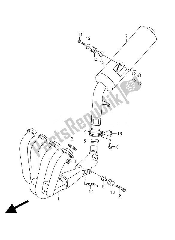 Tutte le parti per il Silenziatore del Suzuki GSX 650 FA 2010