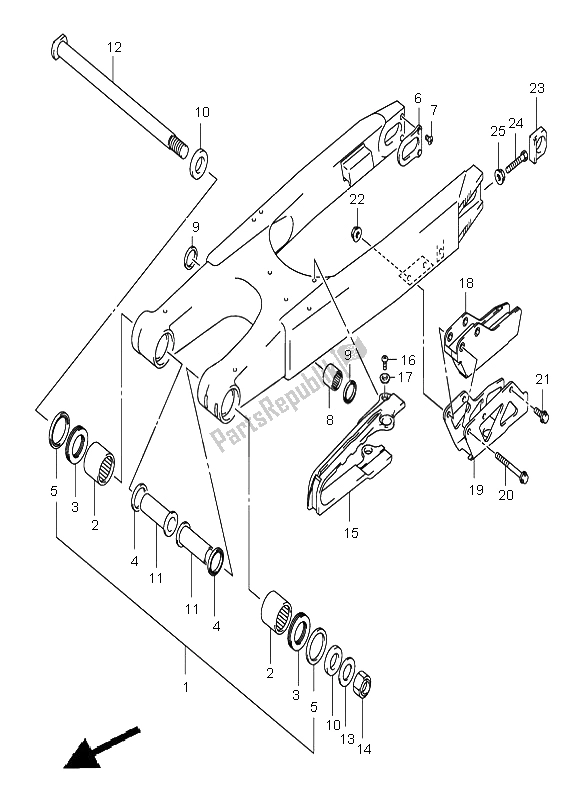Todas las partes para Brazo Oscilante Trasero de Suzuki RM 125 2001