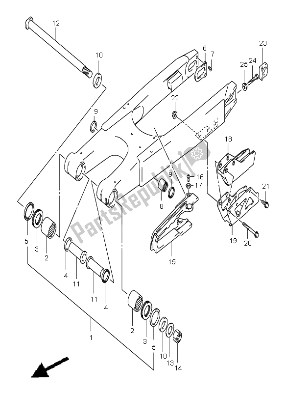 Todas las partes para Brazo Oscilante Trasero de Suzuki RM 125 2001