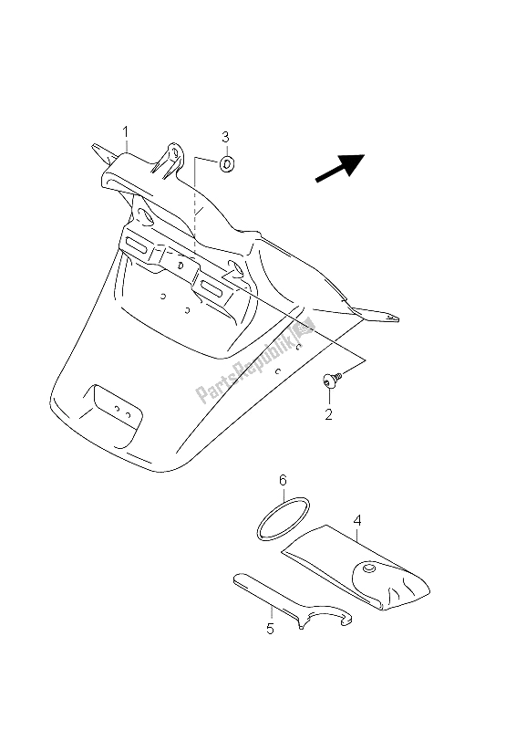 All parts for the Rear Fender of the Suzuki AN 650A Burgman Executive 2012