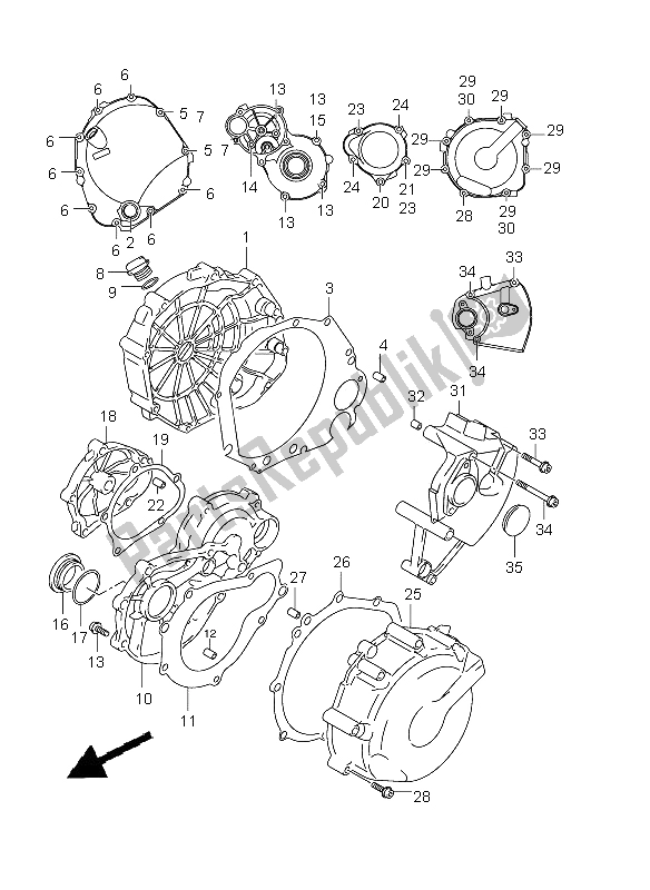 Todas as partes de Tampa Do Cárter do Suzuki GSX R 1000 2002