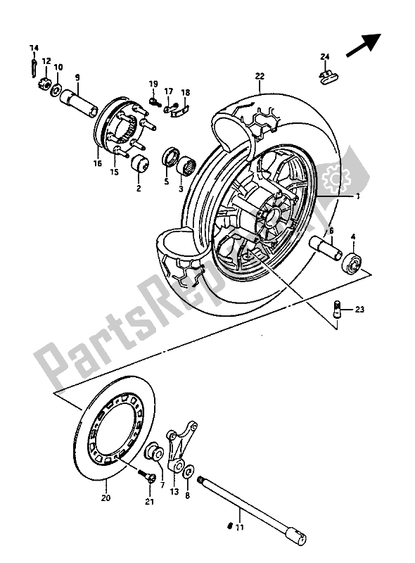 All parts for the Rear Wheel (gv1400gd-gt  F. No. 103764) of the Suzuki GV 1400 Gdgcgt 1986