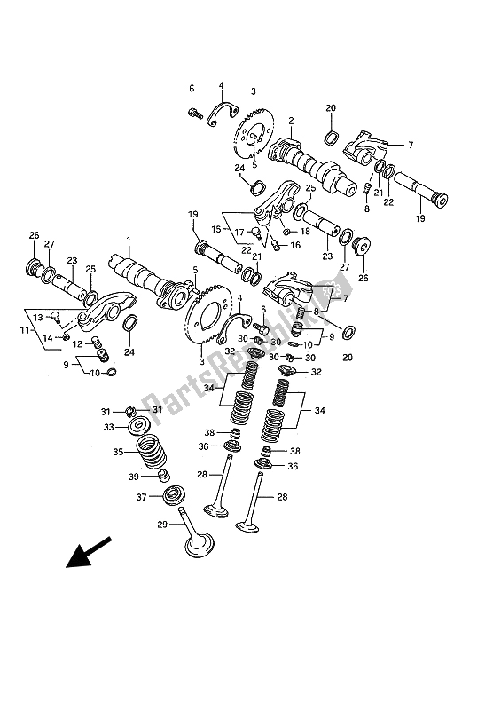 Toutes les pièces pour le Arbre à Cames Et Soupape du Suzuki VS 1400 Glpf Intruder 1990