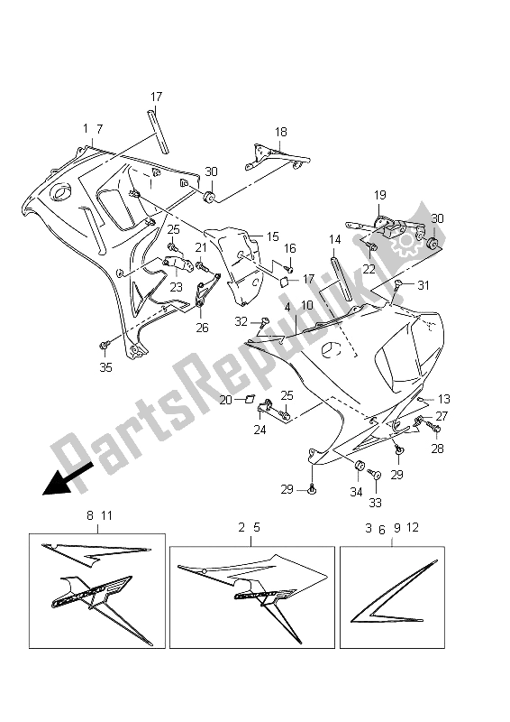 Todas as partes de Sob A Capota (gsx650fua E21) do Suzuki GSX 650 FA 2012