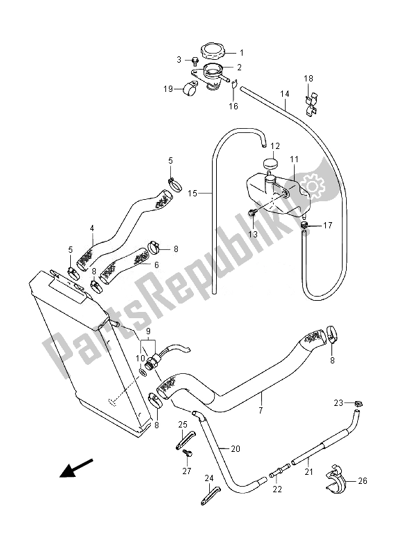 All parts for the Radiator Hose (vl800c E02) of the Suzuki VL 800 CT Intruder 2014