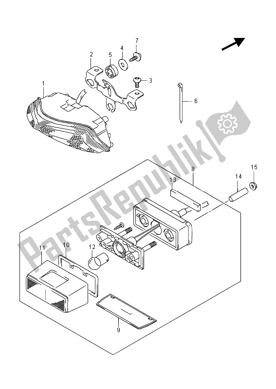 All parts for the Rear Combination Lamp (gsx-r600) of the Suzuki GSX R 600 2015