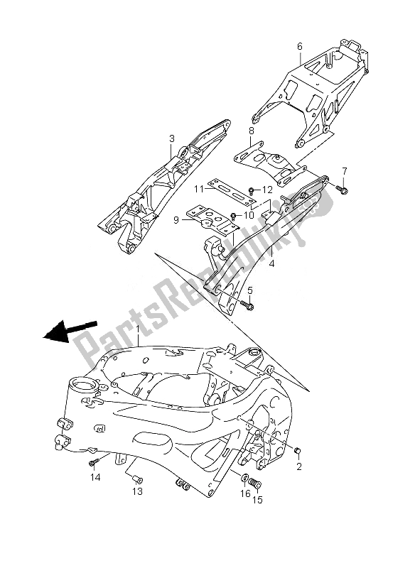 Tutte le parti per il Telaio del Suzuki GSX R 750 2007