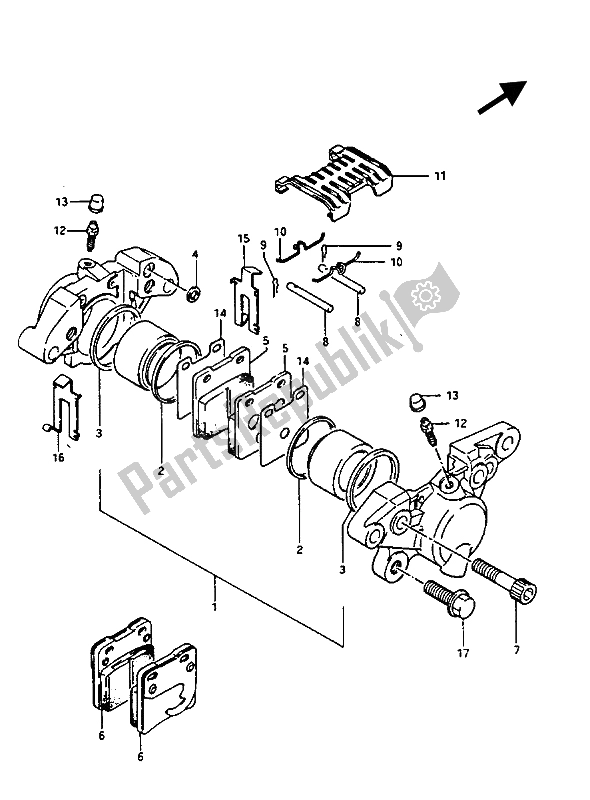 Todas as partes de Pinças Traseiras do Suzuki GV 1400 Gdgc 1987