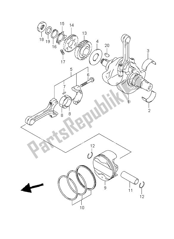 Toutes les pièces pour le Vilebrequin du Suzuki DL 1000 V Strom 2009