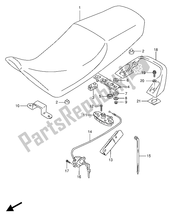 All parts for the Seat of the Suzuki VX 800U 1991