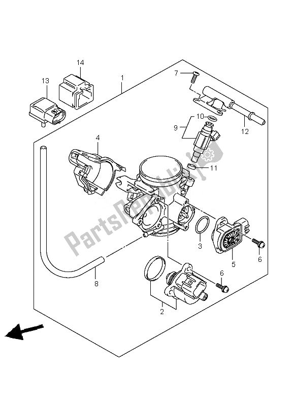 Tutte le parti per il Corpo Farfallato del Suzuki LT A 700X Kingquad 4X4 2007