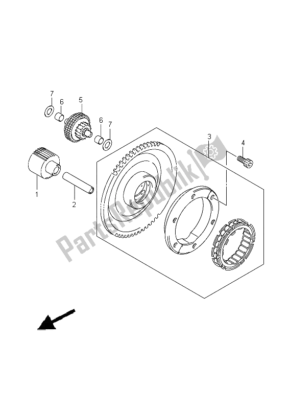 All parts for the Starter Clutch of the Suzuki VZ 1500 Intruder 2009