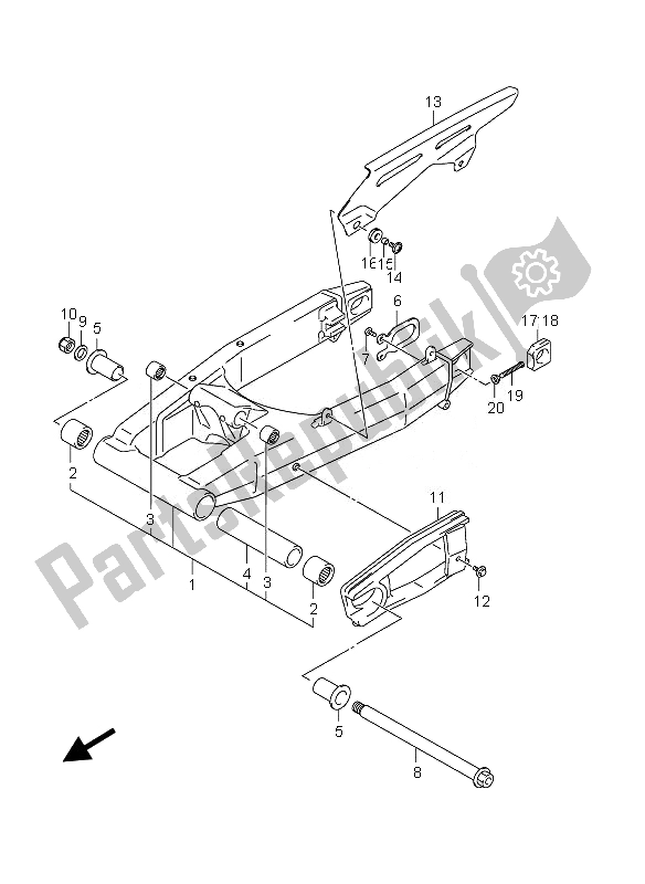 Tutte le parti per il Braccio Oscillante Posteriore del Suzuki GSX 1250 FA 2010